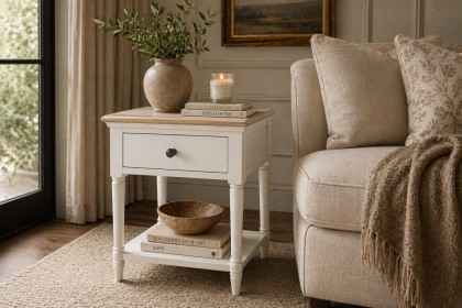 Provence Painted Off-White Oak Lamp Table