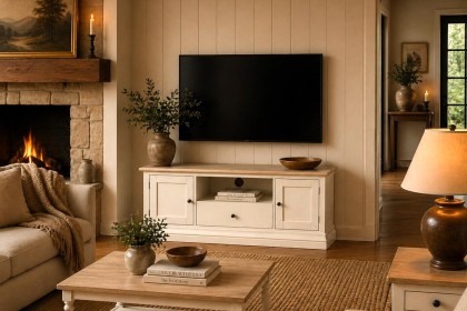 Provence Painted Off-White Oak Large 120cm TV Unit