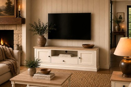 Provence Painted Off-White Oak Large 150cm TV Unit