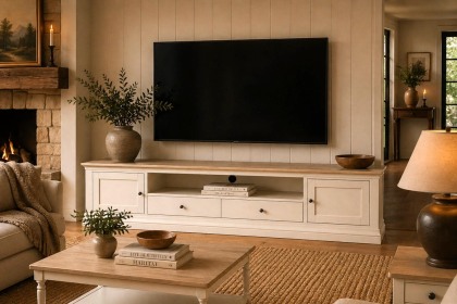 Provence Painted Off-White Oak Extra Large 210cm TV Unit