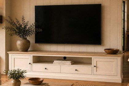 Provence Painted Off-White Oak Extra Large 210cm TV Unit
