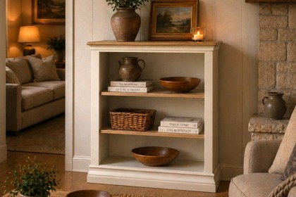 Provence Painted Off-White Oak Low Bookcase