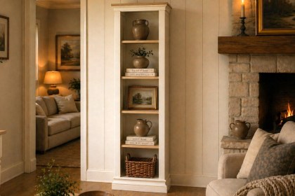 Provence Painted Off-White Oak Slim Bookcase