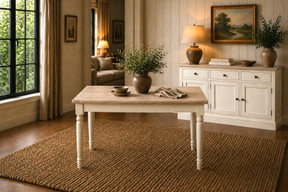 Provence Painted Off-White Oak Compact Ext 120-165cm Dining Table