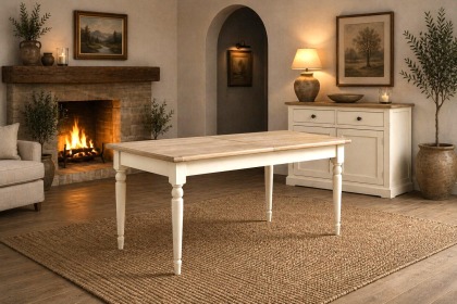 Provence Painted Off-White Oak Large Ext 180-230cm Dining Table