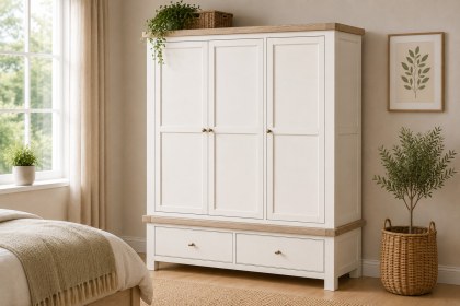 Windsor Country Oak Painted Triple Wardrobe Windsor Country Oak Painted Triple Wardrobe