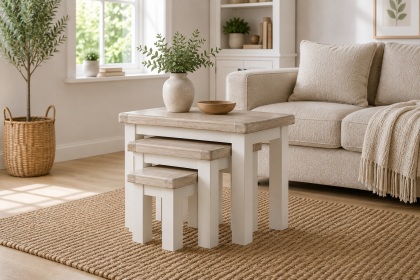 Windsor Country Oak Painted Nest of Tables