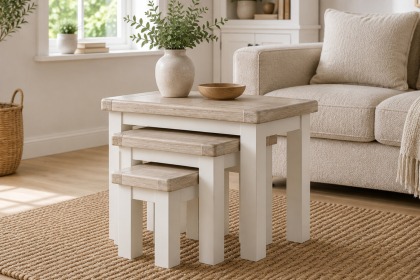 Windsor Country Oak Painted Nest of Tables