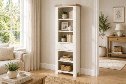 Windsor Country Oak Painted Slim Bookcase
