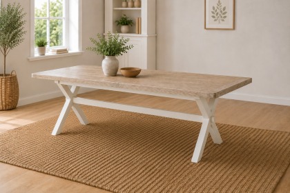 Windsor Country Oak Painted Cross-Leg 200-245cm Ext Dining Table