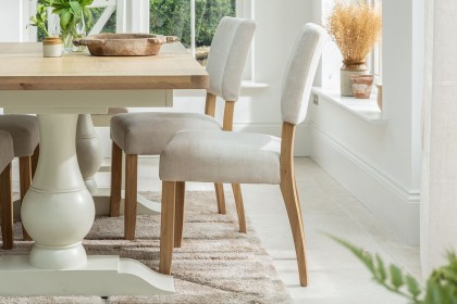 Burford Painted Oak Fully Upholstered Dining Chairs (Pair)