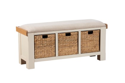 Burford Painted Oak 110cm Upholstered Hall Bench Burford Painted Oak 110cm Upholstered Hall Bench