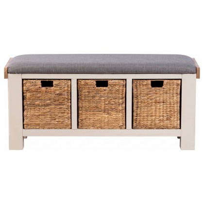 Burford Painted Oak 110cm Upholstered Hall Bench Burford Painted Oak 110cm Upholstered Hall Bench
