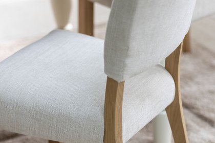 Burford Painted Oak 160-200cm Ext Pedestal Dining Table + 4 Upholstered Chairs