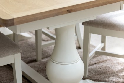 Burford Painted Oak 160-200cm Ext Pedestal Dining Table + 4 Upholstered Chairs Burford Painted Oak 160-200cm Ext Pedestal Dining Table + 4 Upholstered Chairs