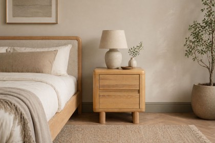 Flynn Natural Oak 2 Drawer Bedside Table