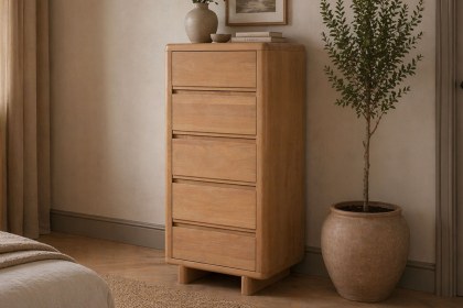 Flynn Natural Oak 5 Drawer Tall Chest ff Drawers
