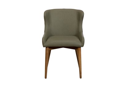 Logan Green PU Leather Curved Back Dining Chair with Ash Legs (Pair)