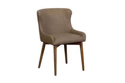Logan Taupe PU Leather Curved Back Dining Chair with Ash Legs (Pair)