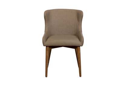 Logan Taupe PU Leather Curved Back Dining Chair with Ash Legs (Pair)