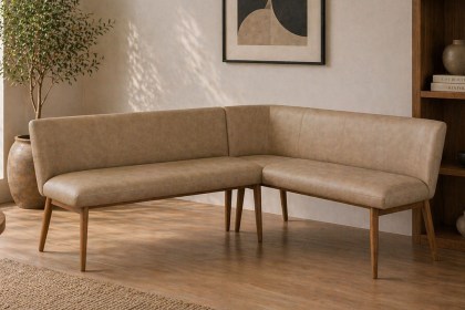 Spencer Taupe PU Leather Corner Bench