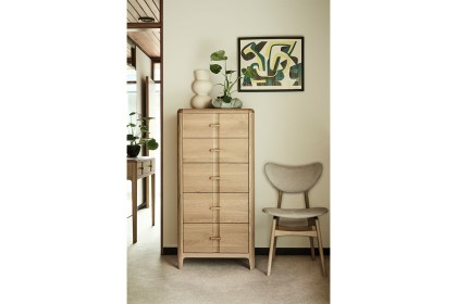 G Plan Maddison Oak 5 Drawer Tall Chest of Drawers