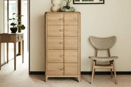 G Plan Maddison Oak 5 Drawer Tall Chest of Drawers