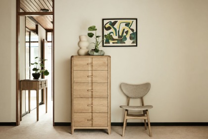 G Plan Maddison Oak 5 Drawer Tall Chest of Drawers