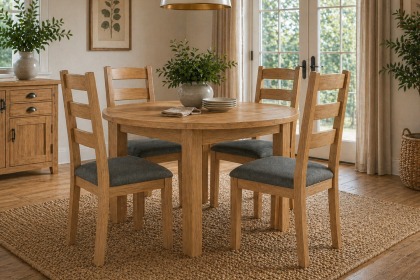 Burford Country Oak Round 120-160cm Extending Dining Table Set & 4 Chairs Burford Country Oak Round 120-160cm Extending Dining Table Set & 4 Chairs
