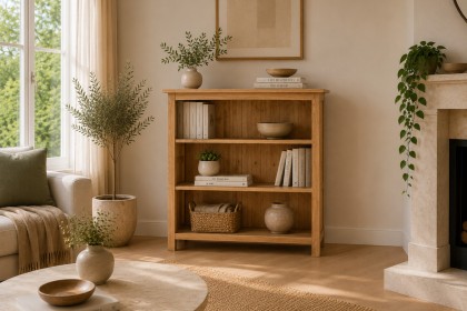Devon 100% Solid Oak Low Bookcase