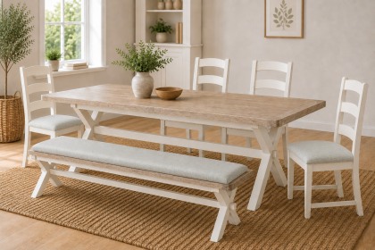 Windsor Country Oak Painted Cross-Leg 200-245cm Ext Dining Table Set
