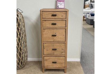 Ex-Display St Austell - Baker Jude Reclaimed Wood 5 Drawer Tall Chest of Drawers