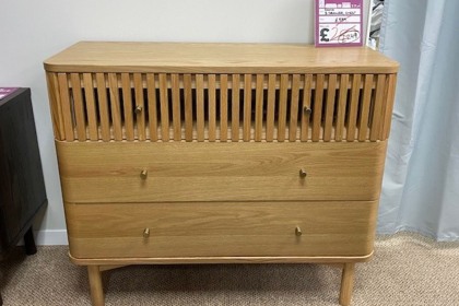 Ex-Display St Austell - Soho Natural Slatted 3 Drawer Chest of Drawers Ex-Display St Austell - Soho Natural Slatted 3 Drawer Chest of Drawers