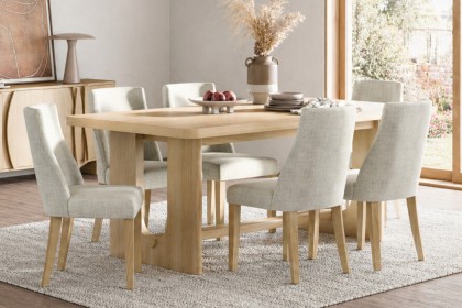 Cara Oak Small 150-190cm Extending Dining Table Set + 6 Luna Dining Chairs in Beige Cara Oak Small 150-190cm Extending Dining Table Set + 6 Luna Dining Chairs in Beige
