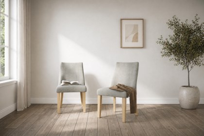 Luna Fabric Dining Chair in Beige (Pair) Luna Fabric Dining Chair in Beige (Pair)