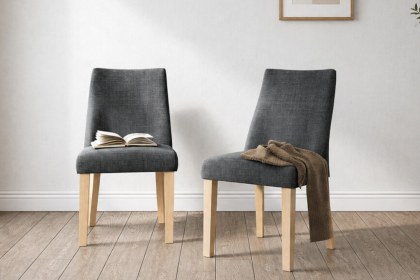 Luna Fabric Dining Chair in Charcoal (Pair) Luna Fabric Dining Chair in Charcoal (Pair)