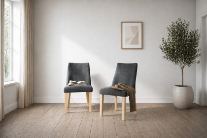 Luna Fabric Dining Chair in Charcoal (Pair) Luna Fabric Dining Chair in Charcoal (Pair)