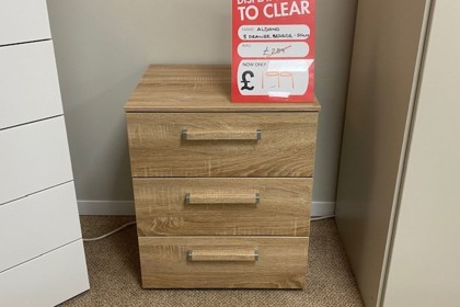 Ex-Display St Austell - Aldono Wide 3 Drawer Bedside Table
