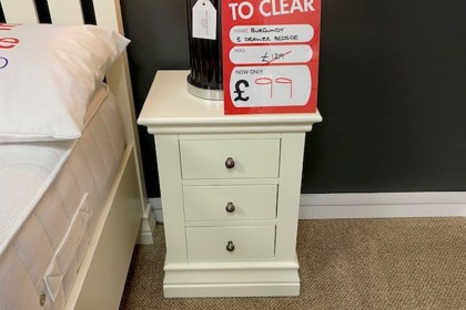 Ex-Display St Austell - Burgundy Painted 3 Drawer Bedside Table