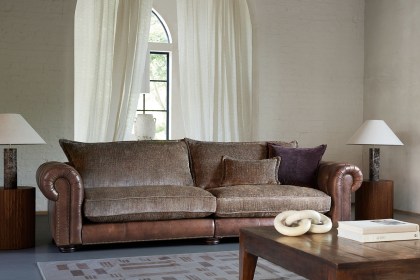 Ex-Display Atlantis 2 Seater Sofa - Leather Fabric Mix - Formal Back Ex-Display Atlantis 2 Seater Sofa - Leather Fabric Mix - Formal Back