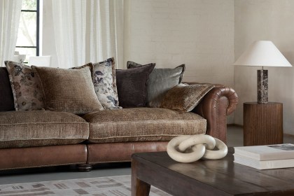 Ex-Display Atlantis 3 Seater Sofa - Leather Fabric Mix - Scatter Back Ex-Display Atlantis 3 Seater Sofa - Leather Fabric Mix - Scatter Back