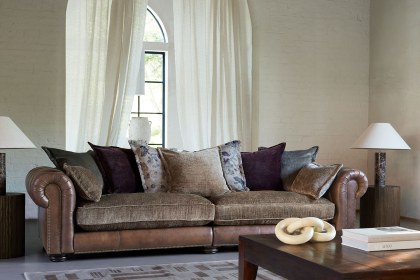 Ex-Display Atlantis 3 Seater Sofa - Leather Fabric Mix - Scatter Back Ex-Display Atlantis 3 Seater Sofa - Leather Fabric Mix - Scatter Back