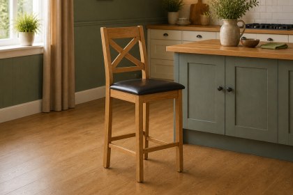 Salisbury Waxed Premium Oak Bar Stool with Seat Pad (Pair) Salisbury Waxed Premium Oak Bar Stool with Seat Pad (Pair)