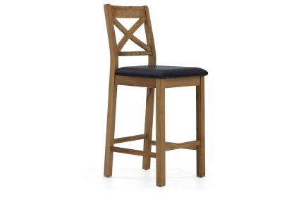 Salisbury Waxed Premium Oak Bar Stool with Seat Pad (Pair)
