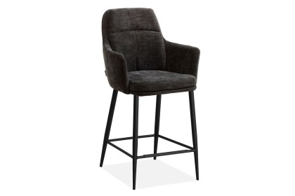 Bologna Fabric Bar Stool in Miami Black (Pair) Bologna Fabric Bar Stool in Miami Black (Pair)