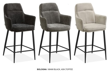 Bologna Fabric Bar Stool in Miami Black (Pair) Bologna Fabric Bar Stool in Miami Black (Pair)