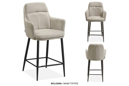 Bologna Fabric Bar Stool in Miami Toffee (Pair) Bologna Fabric Bar Stool in Miami Toffee (Pair)