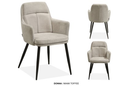 Donna Fabric Dining Chair in Miami Toffee (Pair)