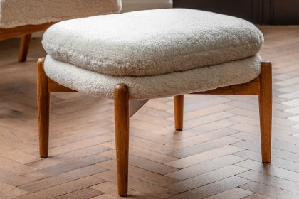 Gallery Direct Datsun Cream Sheepskin Fabric Footstool