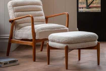 Gallery Direct Datsun Cream Sheepskin Fabric Footstool